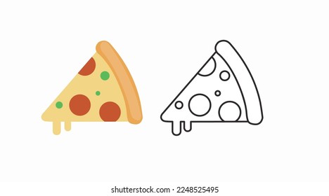 Vector Isolated Illustration of a Pizza Slice. Pizza Slice Flat Icon 