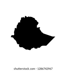 Vector isolated illustration of political map African state - Ethiopia. Black silhouette. White background