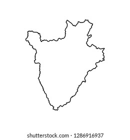 Vector isolated illustration of political map African state - Burundi . Black line silhouette. White background