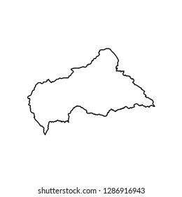 Vector isolated illustration of political map African state - Central African Republic. Black line silhouette. White background