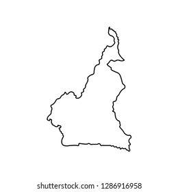 Vector isolated illustration of political map African state - Cameroon. Black line silhouette. White background