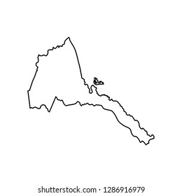 Vector isolated illustration of political map African state - Eritrea. Black line silhouette. White background