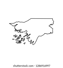 Vector isolated illustration of political map African state - Guinea Bissau. Black line silhouette. White background