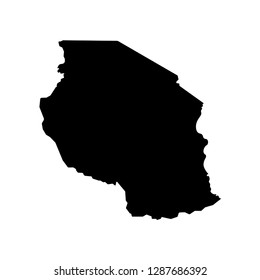 Vector isolated illustration of political map African state - Tanzania. Black silhouette. White background