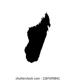 Vector isolated illustration of political map African state - Madagaskar. Black silhouette. White background