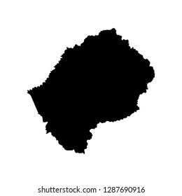 Vector isolated illustration of political map African state - Lesotho. Black silhouette. White background