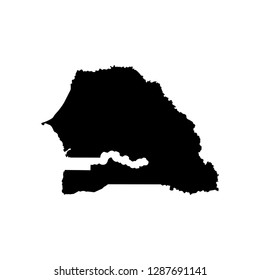 Vector isolated illustration of political map African state - Senegal. Black silhouette. White background