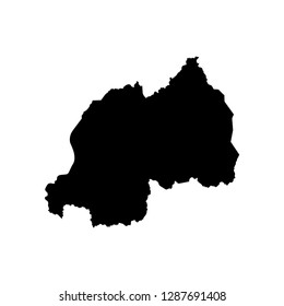 Vector isolated illustration of political map African state - Rwanda. Black silhouette. White background