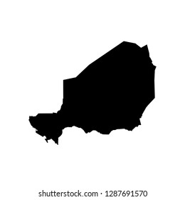 Vector isolated illustration of political map African state - Niger. Black silhouette. White background