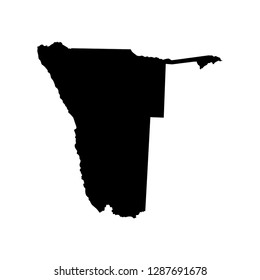 Vector isolated illustration of political map African state - Namibia. Black silhouette. White background