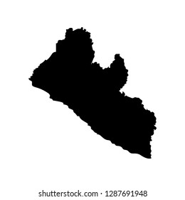 Vector isolated illustration of political map African state - Liberia. Black silhouette. White background