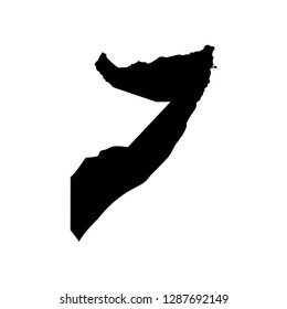 Vector isolated illustration of political map African state - Somalia. Black silhouette. White background
