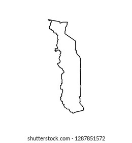 Vector isolated illustration of political map African state - Togo. Black line silhouette. White background