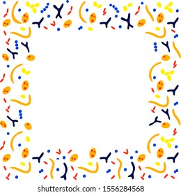 Vector isolated illustration of probiotics  good beneficial bacteria and microorganisms. Lactobacillus, bifidobacteria, streptococcus icon. Banner, border template 