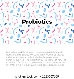 Vector isolated illustration of probiotics,  good beneficial bacteria and microorganisms. Lactobacillus, bifidobacteria, streptococcus icon. Medical infographics for poster, educational, science 