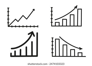 Vector isolated illustration profit graphs. Financial report. Growth graphic.	