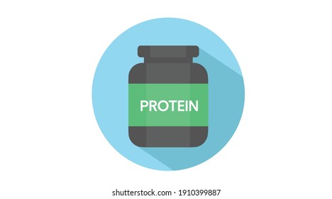 Vector Isolated Illustration Of A Protein Whey Bottle. Flat Protein Bottle Icon