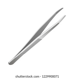 Vector isolated illustration of realistic metal tweezers.