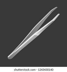Vector isolated illustration of realistic metal tweezers.