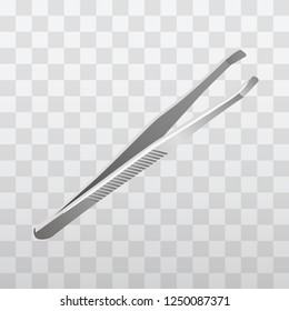 Vector isolated illustration of realistic metal eyebrow tweezers.
