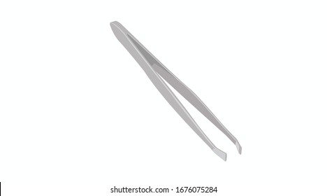 Vector isolated illustration of realistic metal tweezers