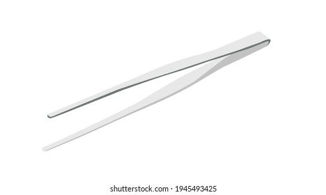 Vector isolated illustration of realistic metal tweezers