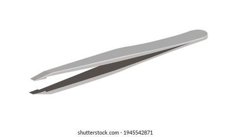 Vector isolated illustration of realistic metal tweezers