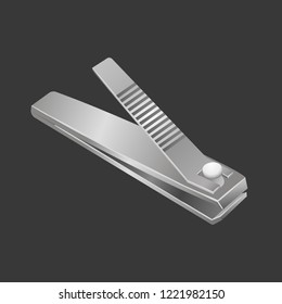 Vector isolated illustration of realistic stainless steel nail clipper.