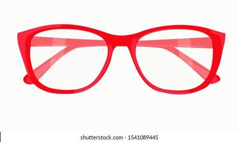 Vector Isolated Illustration of Red Frame Women Glasses 