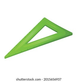 Vector isolated illustration of right angle ruler and triangle. Back to school sticker, stationery for office or study.