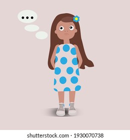 Vector isolated illustration of sad girl, emotions, childgood, psycologhy, deception, regret