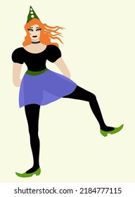 Vector isolated illustration of a sad redhead clowness.