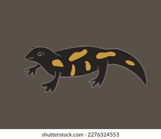 Vector isolated illustration of a salamander. Stylized drawing of a salamander.