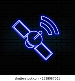 Vektor einzelne Illustration einer Satellitenschüssel mit Neoneffekt.