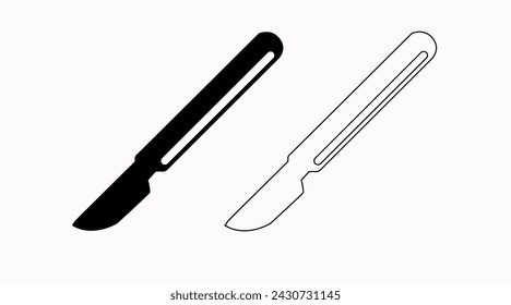 Vector Isolated Illustration of a Scalpel Icon of Sign, Black Flat Icon