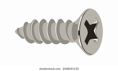 Vector Isolated Illustration of a Screw. Metal screw vectorial image.