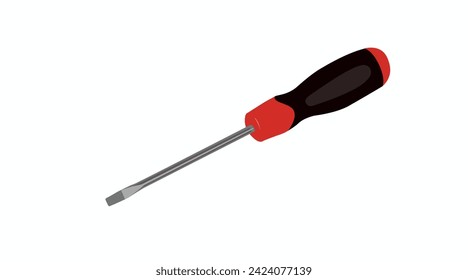 Vector Isolated Illustration of a Screwdriver. Red Screwdriver Illustration on a white background
