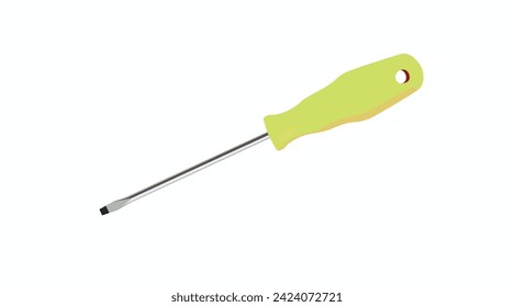 Vector Isolated Illustration of a Screwdriver. Yellow screwdriver on a white background