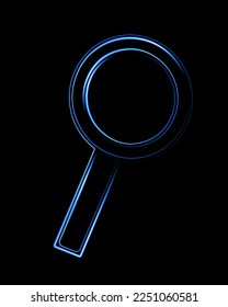 Ilustración aislada vectorial del signo de búsqueda con efecto neón.