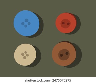 Vector isolated illustration of a set of buttons for clothes.