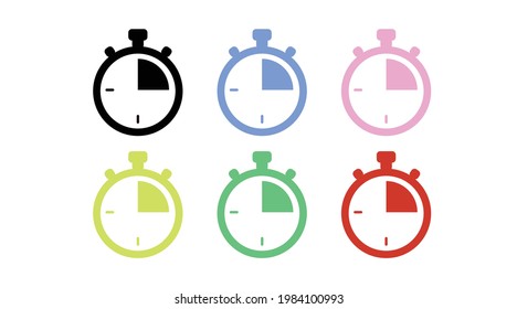 Vector Isolated Illustration Set of a Clock. Color Time Icon, Chronometer Icon Set