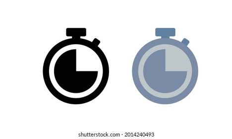 Vector Isolated Illustration Set of a Clock. Black and White Time Icon, Chronometer Icon Set