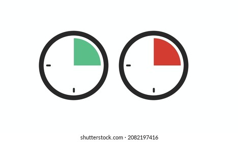 Vector Isolated Illustration Set of a Clock. Black and White Time Icon, Chronometer Icon Set