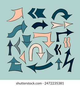 Vector isolated illustration of a set of direction arrows.
