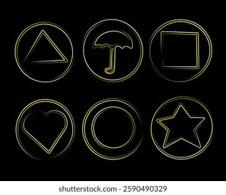 Vector isolated illustration of a set of Korean dalgona game with neon effect.