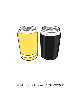 Vector Isolated illustration of a set of metal cans, drinks in cans on a white background. Logo, icon, blank for designers, mockup, shop