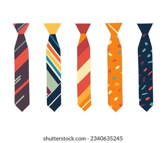 Ilustración aislada del vector de un conjunto de corbatas.