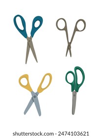 Vector isolated illustration of a set of scissors on a white background.