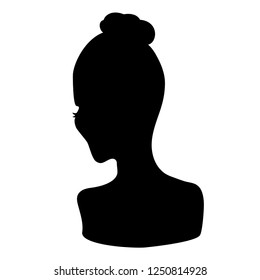 Vector isolated illustration of silhouette of  beautiful woman isolated on white background. Art in vintage style for your design. Profile of model girl.
