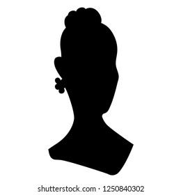 Vector isolated illustration of silhouette of  beautiful woman isolated on white background. Art in vintage style for your design. Profile of model girl.